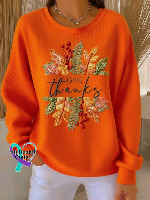 Women’s Casual Autumn Thanksgiving Pumpkin Sweatshirt Orange / S