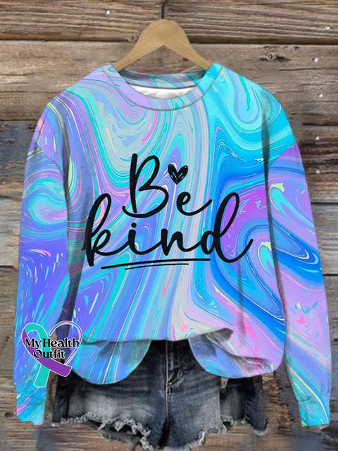 Women’s Casual Be Kind Printed Long Sleeve Sweatshirt Picture 1 / S