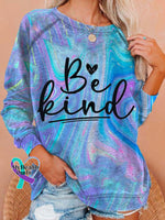 Women’s Casual Be Kind Printed Long Sleeve Sweatshirt Picture 1 / S