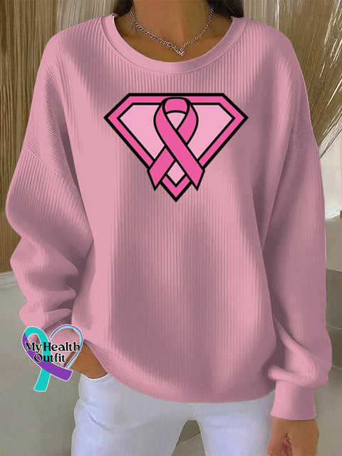 Women’s Casual Breast Cancar Awareness Art Print Hoodie LightPink / S