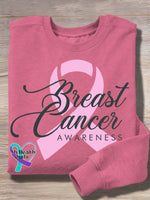 Women’s Casual Breast Cancar Awareness Art Print Hoodie Pink / S