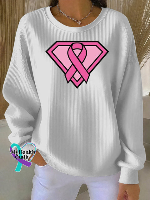 Women’s Casual Breast Cancar Awareness Art Print Hoodie White / S