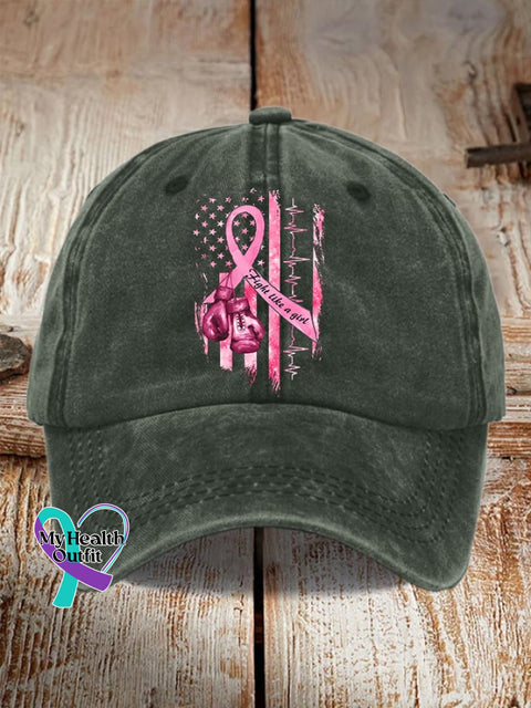Women’s Casual Breast Cancer Awareness Print Baseball Cap Army Green / One-Size