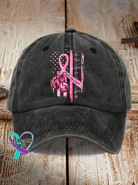 Women’s Casual Breast Cancer Awareness Print Baseball Cap Black / One-Size