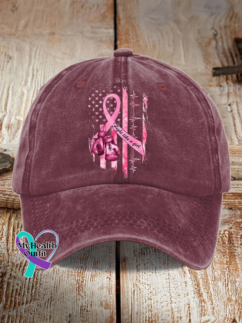 Women’s Casual Breast Cancer Awareness Print Baseball Cap Burgundy / One-Size