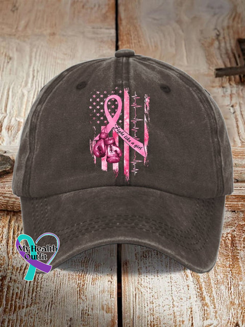 Women’s Casual Breast Cancer Awareness Print Baseball Cap Coffee / One-Size