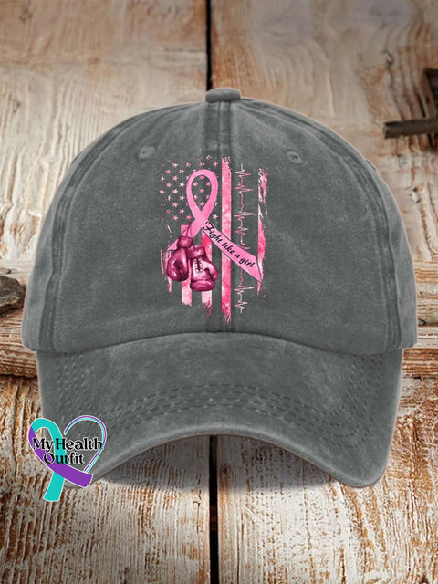 Women’s Casual Breast Cancer Awareness Print Baseball Cap Grey / One-Size