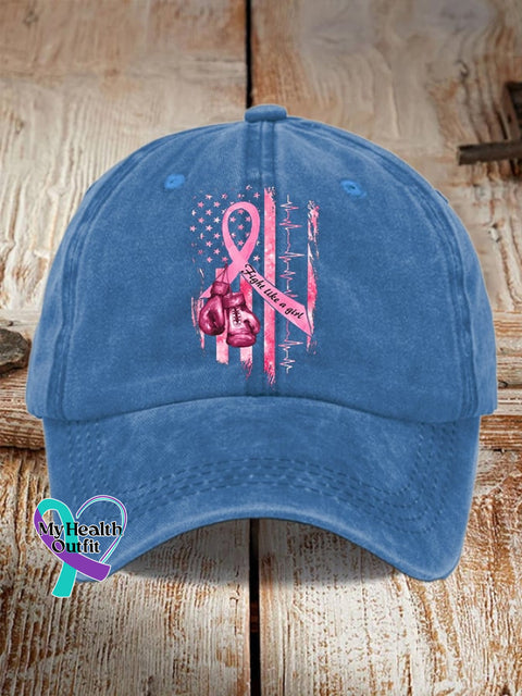 Women’s Casual Breast Cancer Awareness Print Baseball Cap Light Blue / One-Size