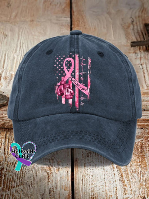 Women’s Casual Breast Cancer Awareness Print Baseball Cap Navy / One-Size