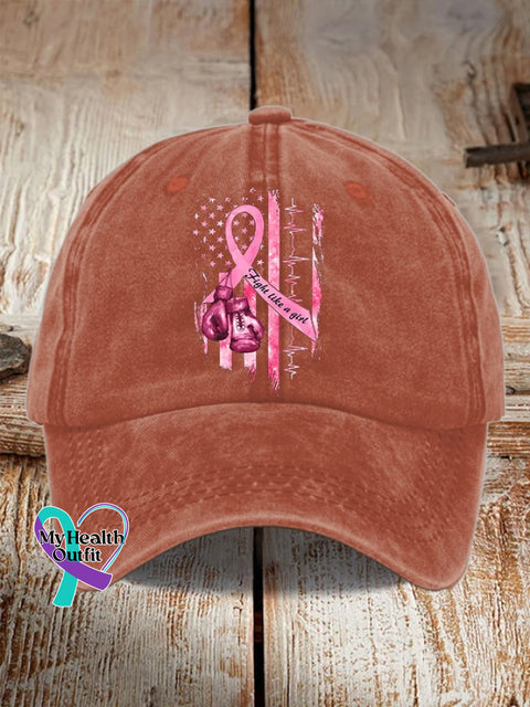 Women’s Casual Breast Cancer Awareness Print Baseball Cap Orange / One-Size