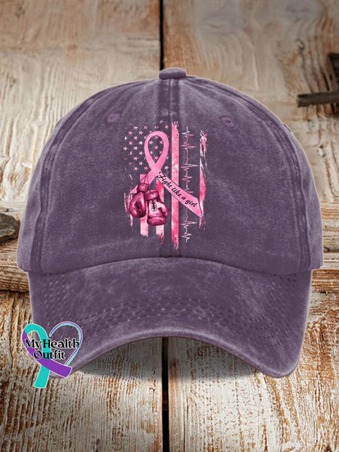Women’s Casual Breast Cancer Awareness Print Baseball Cap Purple / One-Size