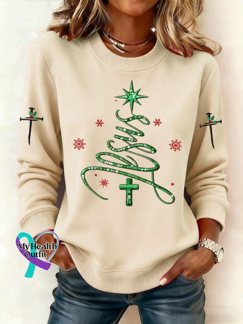 Women’s Casual Christmas Jesus Sweatshirt Apricot / S