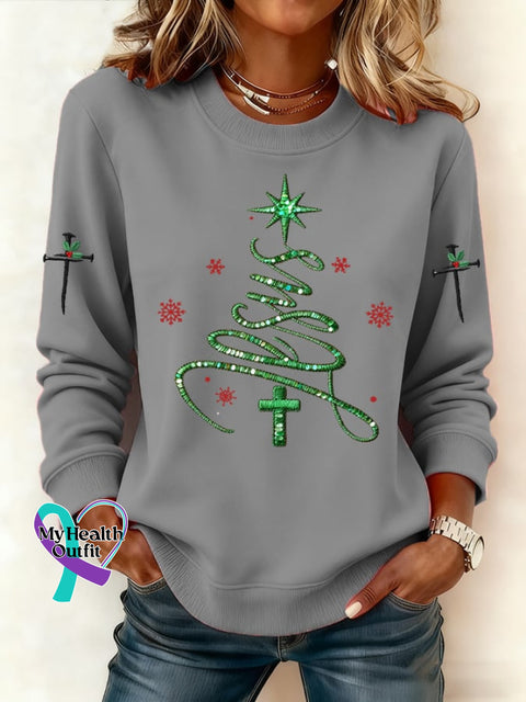 Women’s Casual Christmas Jesus Sweatshirt Light Grey / S