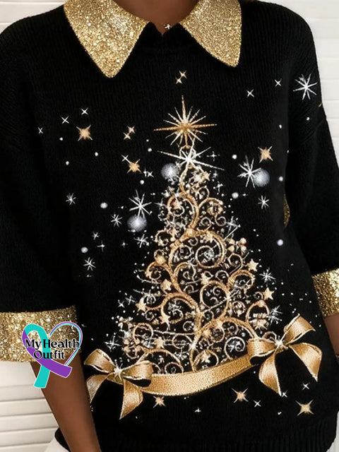 Women’s Casual Christmas Print Knit Top