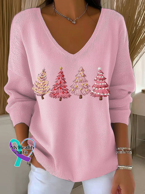 Women’s casual Christmas skull knitted top Pink / S