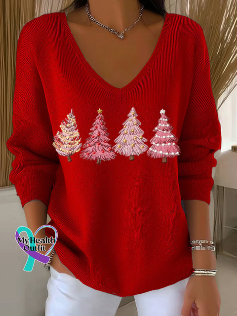Women’s casual Christmas skull knitted top Red / S