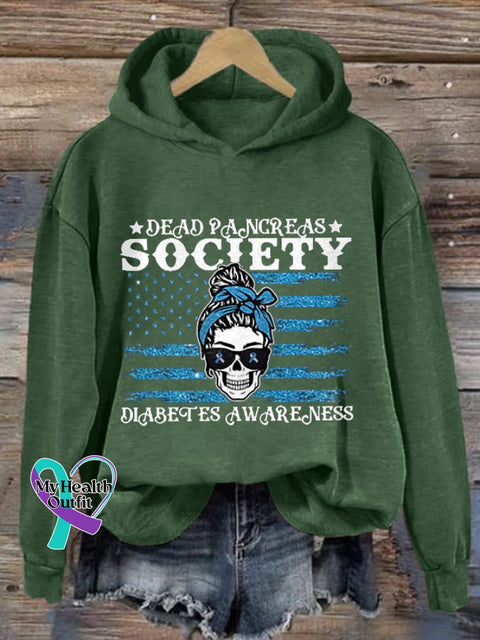 Women’s Casual Diabetes Awareness Dead Pancreas Society Printed Long Sleeve Sweatshirt Green / S