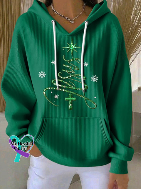 Women’s Casual Faith Christmas Hoodie Dark Green / S