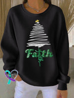 Women’s Casual Faith Christmas Sweatshirt Black / S