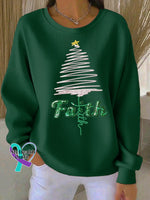 Women’s Casual Faith Christmas Sweatshirt Green / S