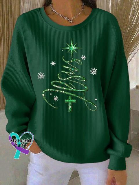 Women’s Casual Faith Christmas Sweatshirt Green / S