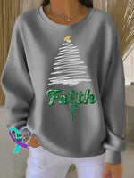 Women’s Casual Faith Christmas Sweatshirt Grey / S