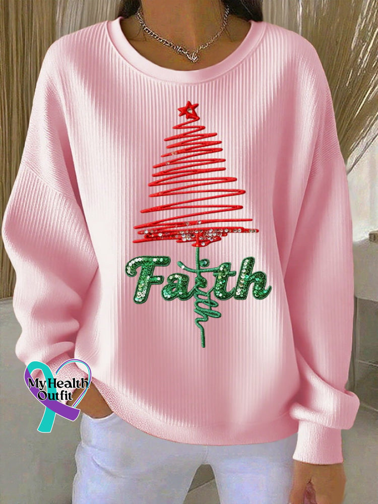 Women’s Casual Faith Christmas Sweatshirt Pink / S