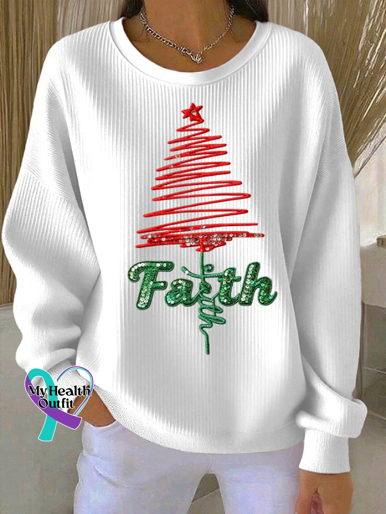 Women’s Casual Faith Christmas Sweatshirt White / S