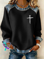 Women’s Casual Faith Print Top Black / S