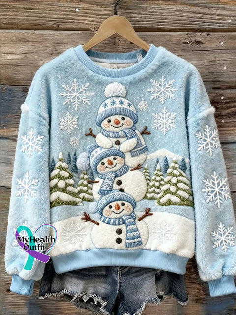 Women’s Casual Flannel Print Long Sleeve Sweatshirt Light Blue / S