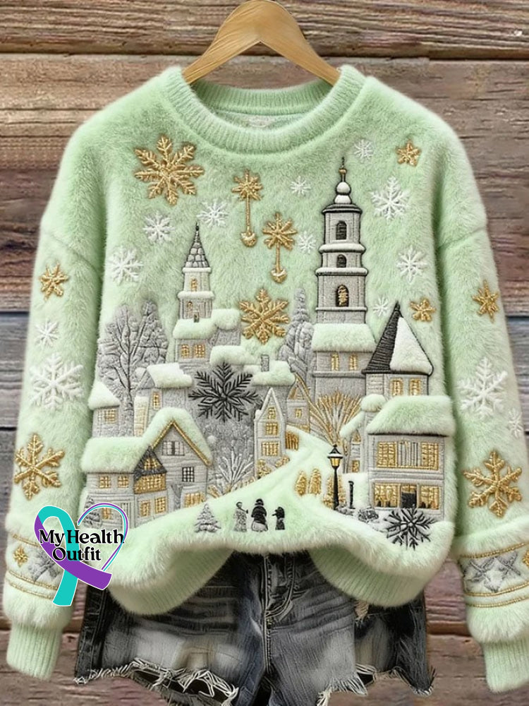 Women’s Casual Flannel Print Long Sleeve Sweatshirt Light Green / S