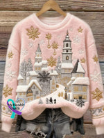 Women’s Casual Flannel Print Long Sleeve Sweatshirt Pink / S