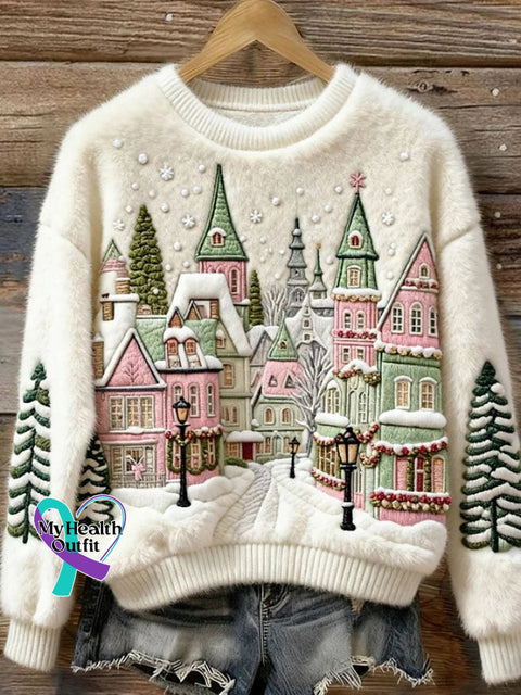 Women’s Casual Flannel Print Long Sleeve Sweatshirt White / S