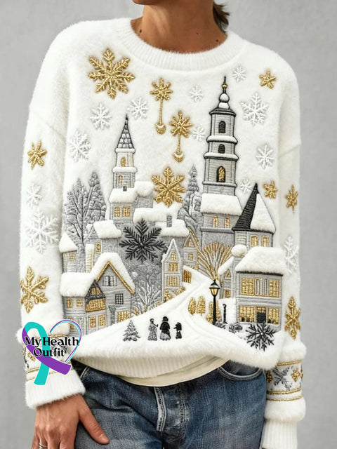 Women’s Casual Flannel Print Long Sleeve Sweatshirt White / S