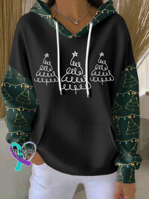 Women’s Casual Print Long Sleeve Hooded Sweatshirt Black / S