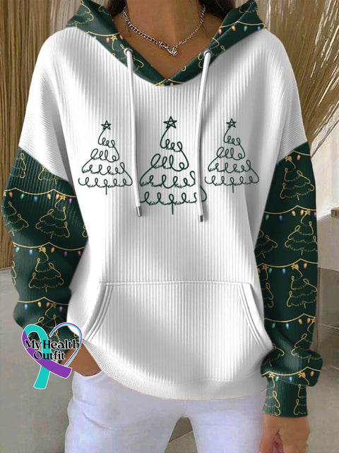Women’s Casual Print Long Sleeve Hooded Sweatshirt White / S
