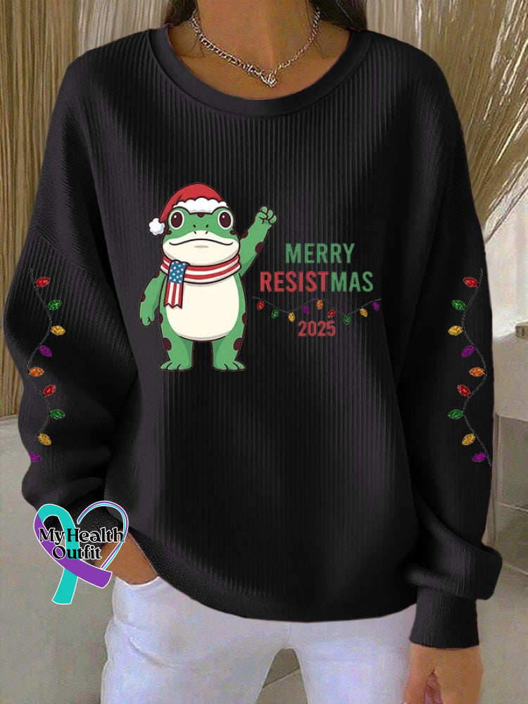Women’s Casual Print Long Sleeve Knit Top Black / S