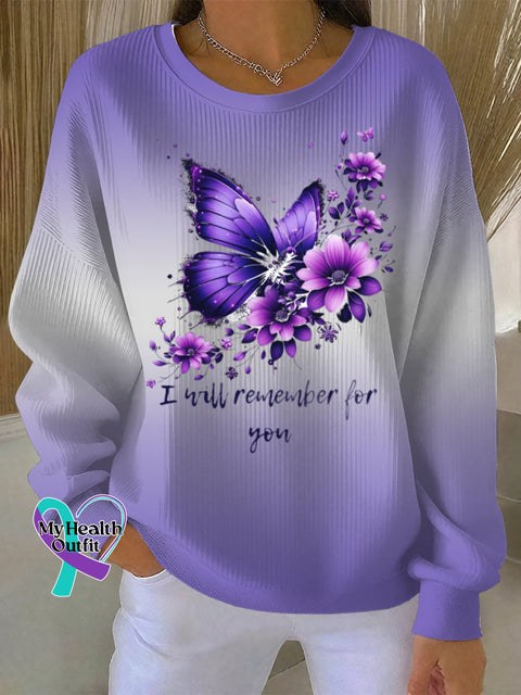 Women’s Casual Purple Alzheimer’s Flora Textured Hoodie Gradient / S
