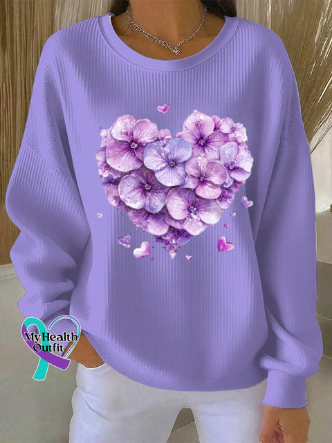 Women’s Casual Purple Alzheimer’s Flora Textured Hoodie LightPurple / S