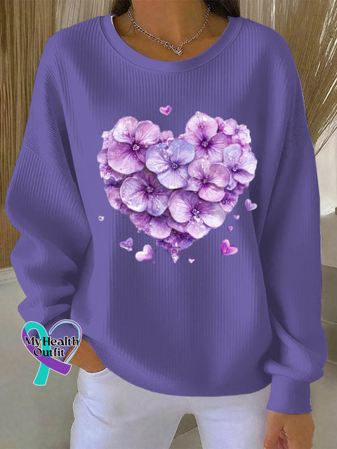 Women’s Casual Purple Alzheimer’s Flora Textured Hoodie Purple / S