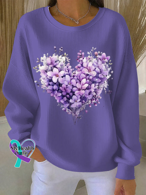 Women’s Casual Purple Alzheimer’s Flora Textured Hoodie Purple / S