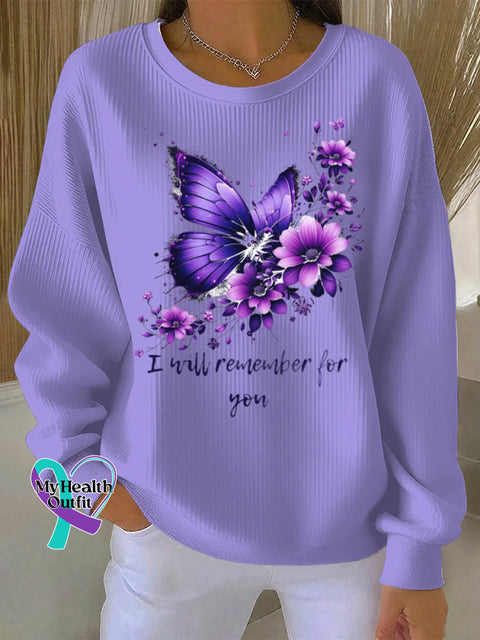 Women’s Casual Purple Alzheimer’s Flora Textured Hoodie Purple / S