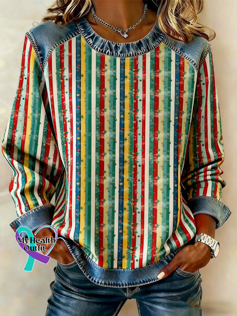 Women’s Casual Retro Christmas Sweatshirt As shown / S