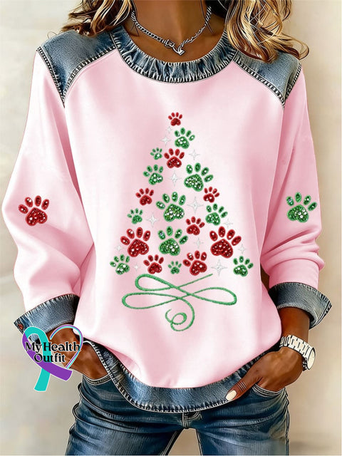 Women’s Casual Retro Christmas Sweatshirt Pink / S