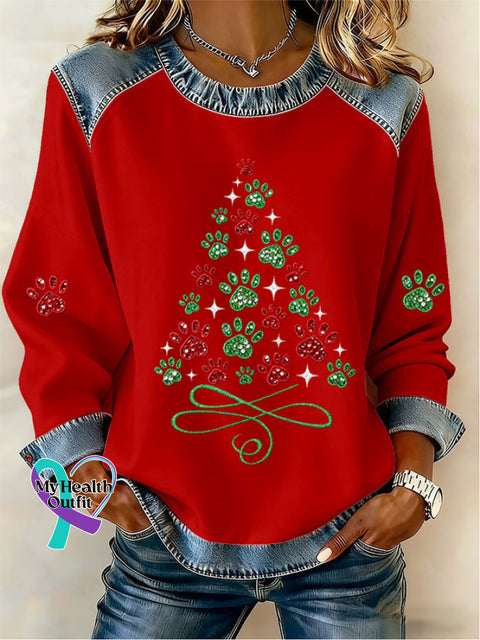 Women’s Casual Retro Christmas Sweatshirt Red / S