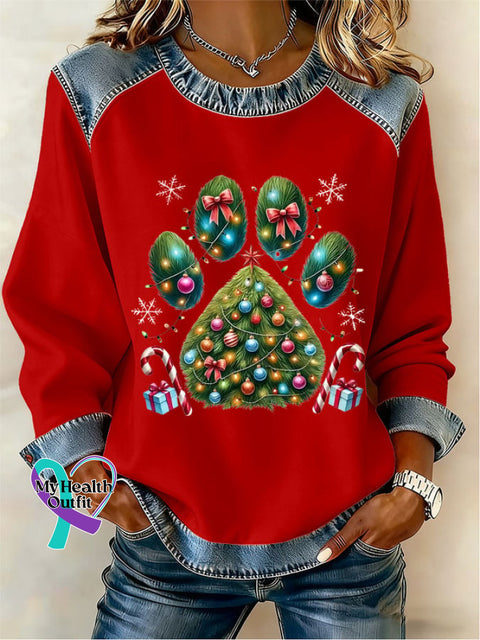 Women’s Casual Retro Christmas Sweatshirt Red / S