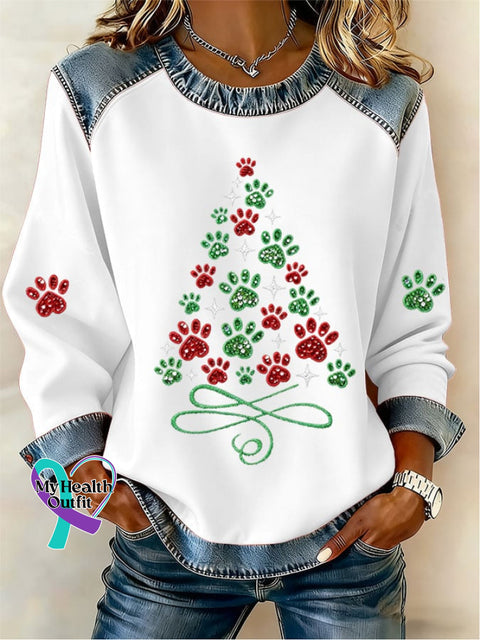 Women’s Casual Retro Christmas Sweatshirt White / S