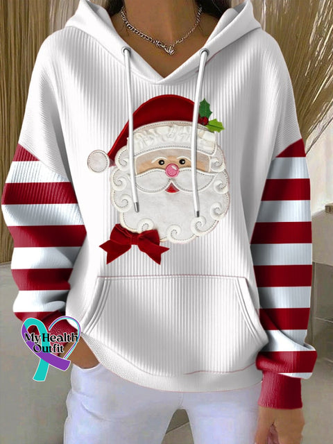 Women’s Casual Santa Claus Christmas Hoodie White / S