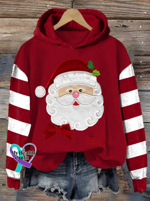 Women’s Casual Santa Claus Striped Hoodie Red / S