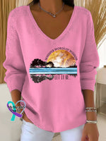 Women’s Casual Whisper Words Of Wisdom Let It Be Art Pullover Sweater Pink / S